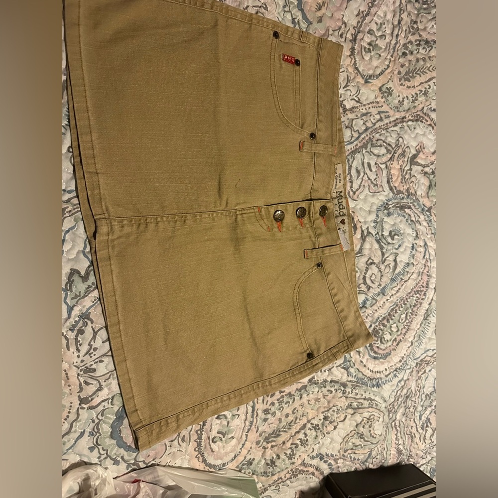 Mudd Tan Skirt with Embroidered Details